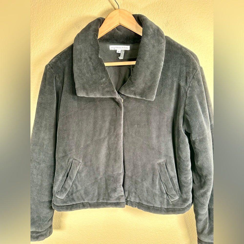 Young Fabulous & Broke FYB Velvet Velour Flurry Jacket Black - Picture 4 of 6